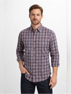 Hugo Boss Orange Slim Fit Plaid Button Down Shirt Men’s L 100% Cotton